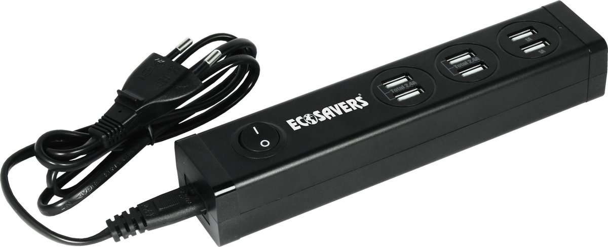 Έξυπνος Φορτιστής USB 6 Θυρών με Διακόπτη ON/OFF και Εξοικονόμηση Ενέργειας - EcoSavers Smart USB Charger