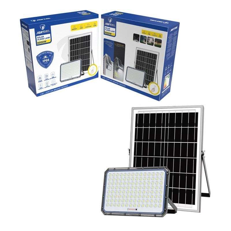 Jortan Ηλιακός Προβολέας Με Τηλεχειριστήριο LED 3000W 6500K IP66 - JT-91001-YY3000W
