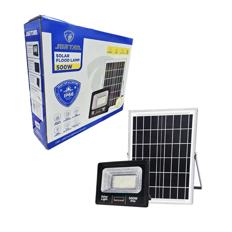 Jortan Ηλιακός Προβολέας LED 500W 6500K με Πάνελ και Τηλεχειριστήριο – JT-91001-YY500W