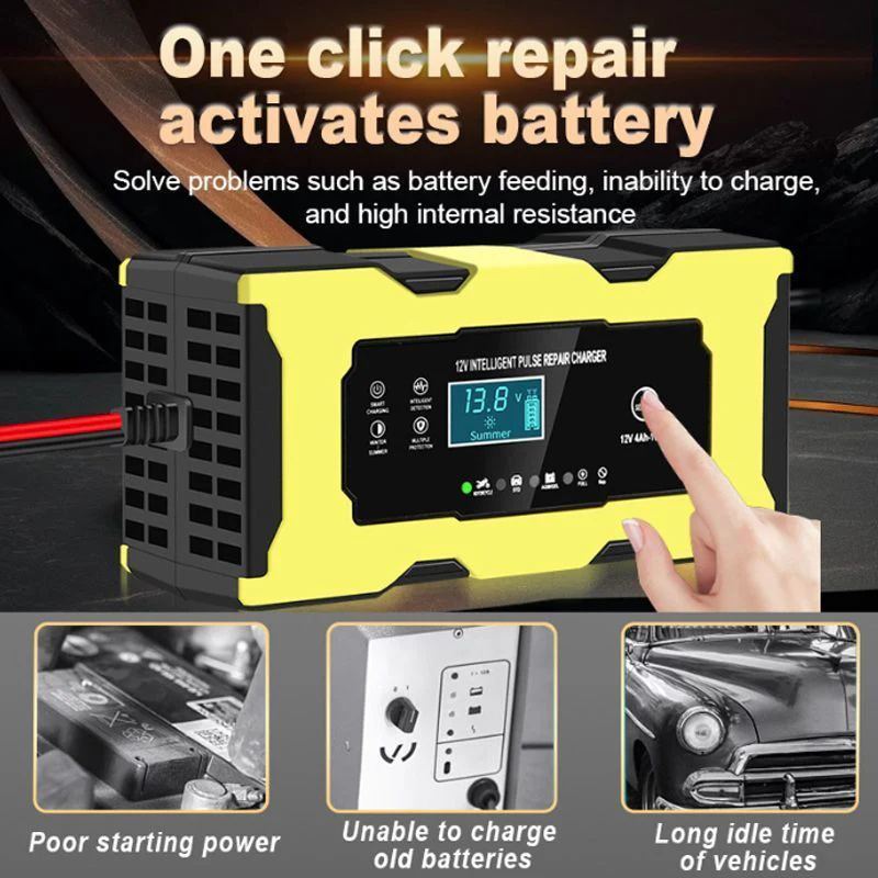 Φορτιστής Μπαταρίας Αυτοκινήτου 4Ah-100Ah 12V 6A – Intelligent Pulse Repair Charger XJB-139-02-1206 - Image 2