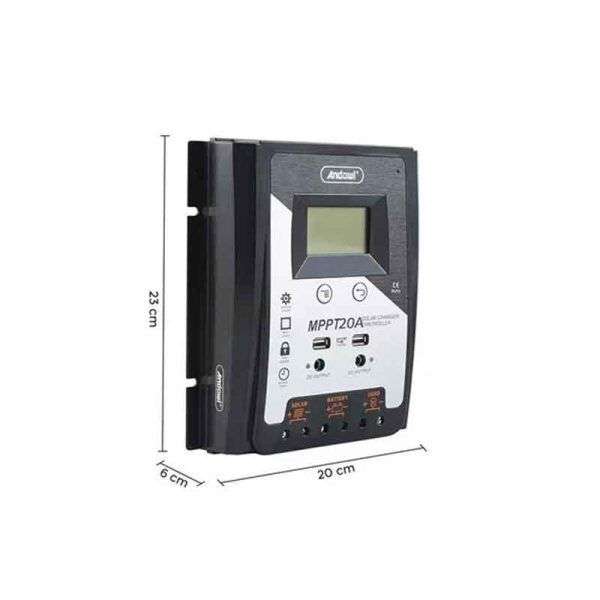 Andowl Ρυθμιστής Φόρτισης Φωτοβολταϊκών 30Amber MPPT 20A – Solar Charge Controller 075881 - Image 3