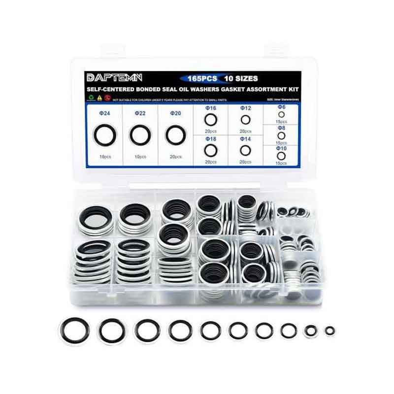 Σετ Τσιμούχες Στεγάνωσης 165τμχ φ6 – φ24 – Self-Centered Bonded Seal Oil Washers Gasket Assortment Kit 0111600