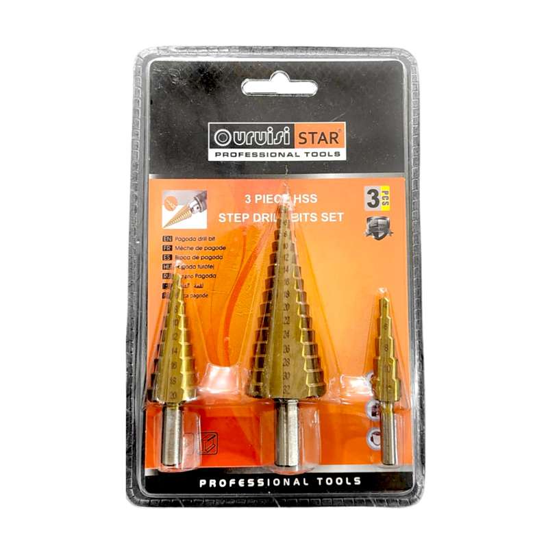 Uruisi Star Σετ Κωνικές Μύτες Τρυπανιού – Step Drill Bits Set 3pcs HSS 035080