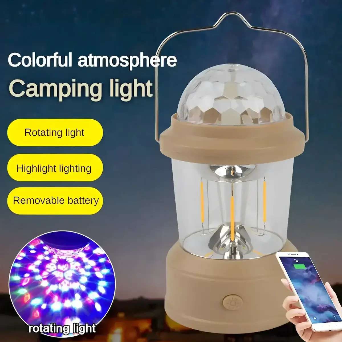 Φορητό Φωτιστικό Camping με Φόρτιση Type-C LF-3358 – Intelligent Fan Camping Light - Image 3