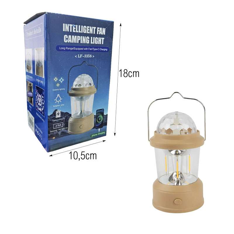 Φορητό Φωτιστικό Camping με Φόρτιση Type-C LF-3358 – Intelligent Fan Camping Light - Image 2
