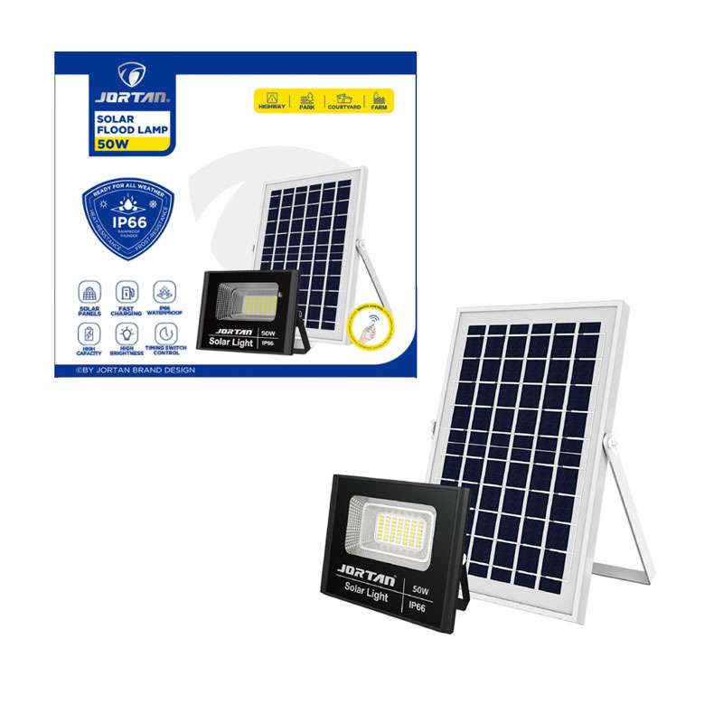 Jortan Ηλιακός Προβολέας Με Τηλεχειριστήριο LED 50W IP66- Solar Flood Lamp 0274002
