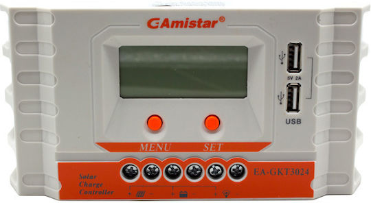 GAMISTAR Ρυθμιστής Φόρτισης για Φωτοβολταϊκά 30A GKT-3024 – Solar Charge Controller 47094
