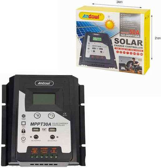 Andowl Ρυθμιστής Φόρτισης Φωτοβολταϊκών 50Amber MPPT 30A – Solar Charge Controller 075880 - Image 4