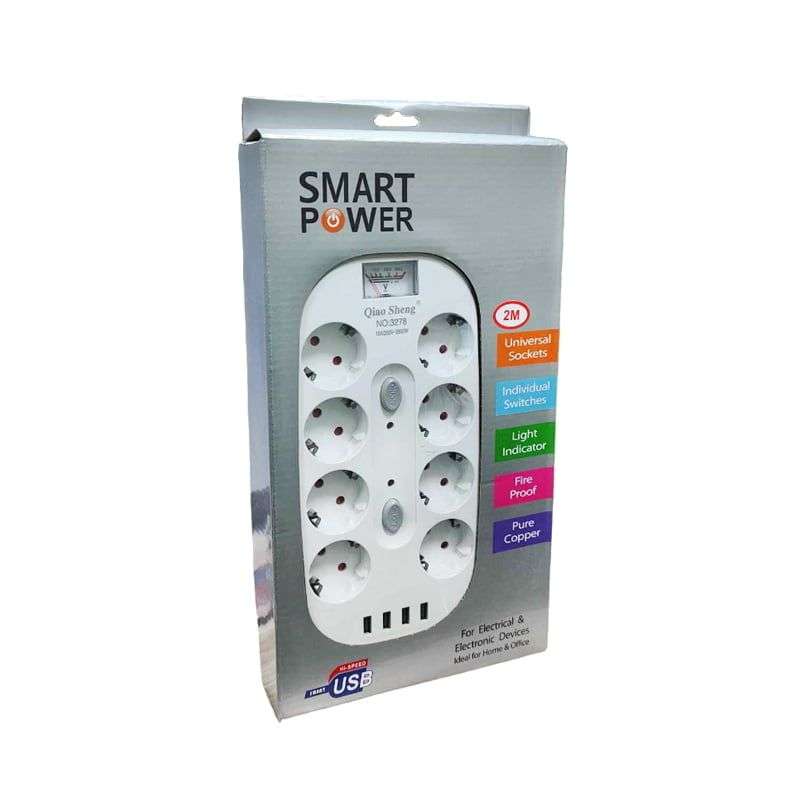 Qiao Sheng Πολύμπριζο 8 Θέσεων 10Α/250V-2500W 2m NO:3278 – Smart Power 8 Power Socket 290027 - Image 3