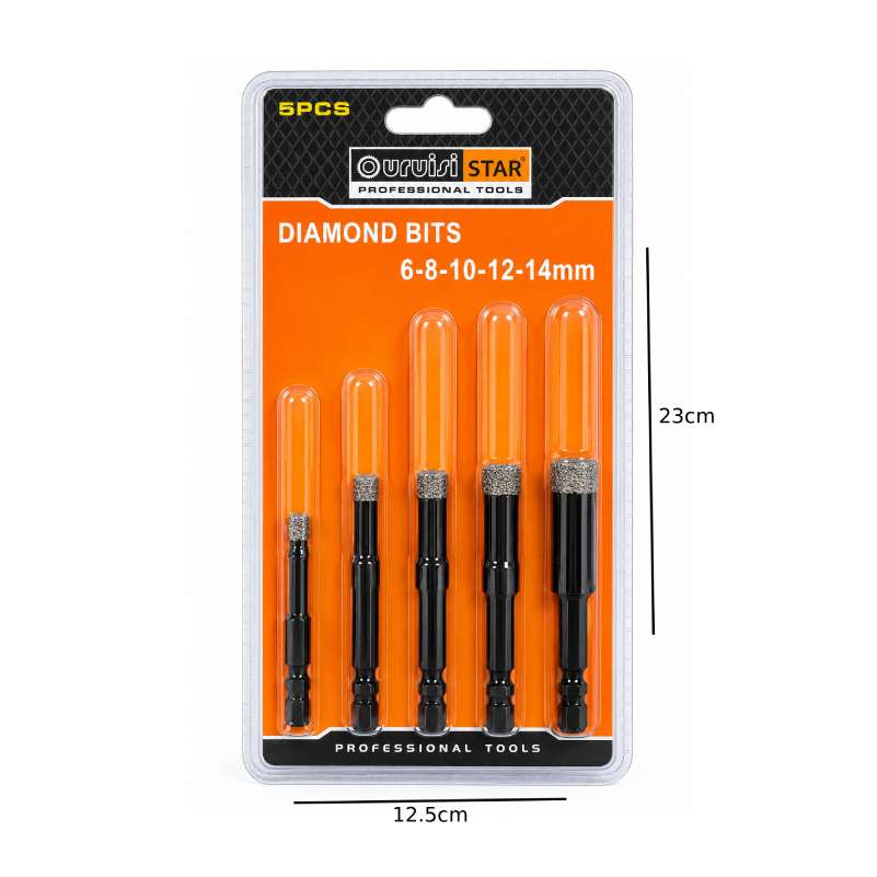 Uruisi Σετ Διαμαντοτρύπανα 5 Τεμαχίων 6-8-10-12-14mm – 5-Piece Diamond Drill Bit Set 6-8-10-12-14mm 035107 - Image 2